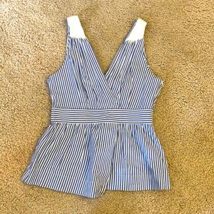 Banana republic seersucker top in white and blue